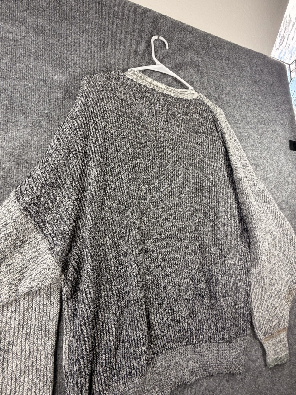 Vtg 80’s Generra Paris XL Gray Striped Tight Knit Crewneck Pullover Sweater - Picture 13 of 16